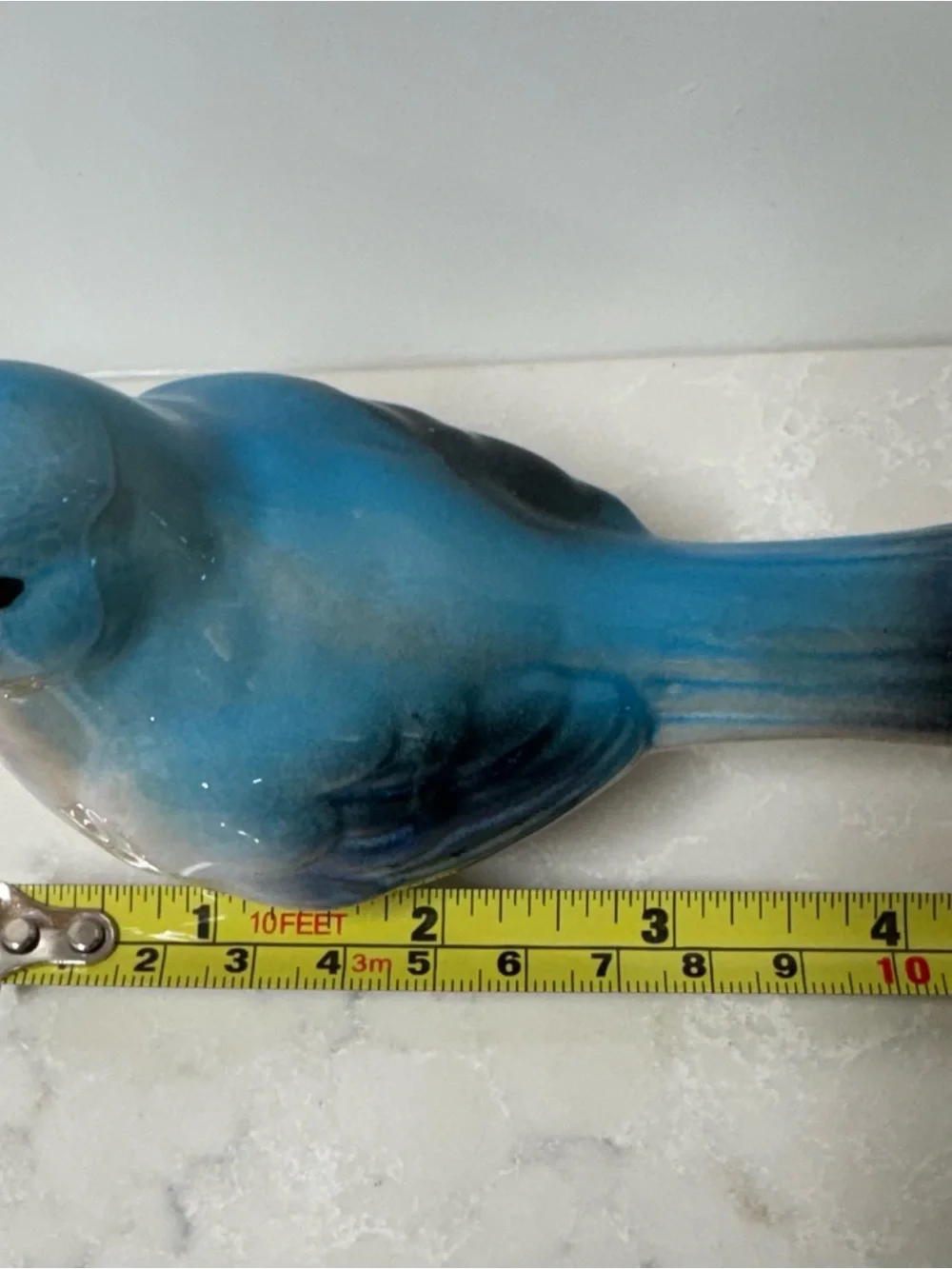 Vintage Blue Ceramic Bird Figurine